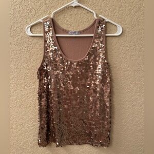 Charlotte Russe Bronze Sequin Tank Top